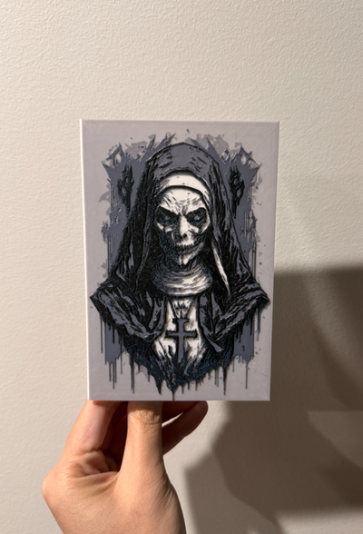 greeting card - horror nun halloween lithophane by cyanidesugar art models hueforge print in place printinplace 3d print model - Mito3D
