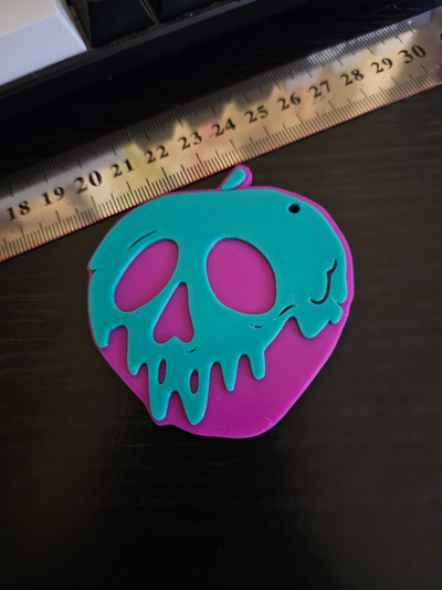 bad apple keychain by threedee art models key chain keyring ring halloween poison skull 3d print model - Mito3D