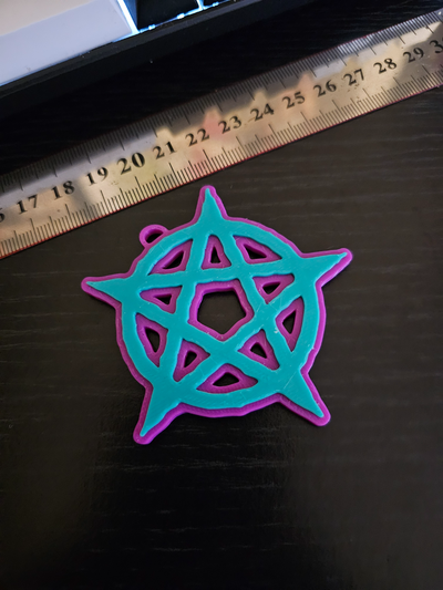 pentagramm schlüsselbund by dreifach kunst modelle schlüssel kette ring schlüsselring halloween 3d print model - Mito3D