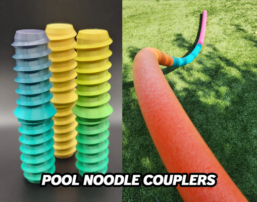 pool noodle couplers - no supports by triplegworkshop toys & games outdoor connect screw easy noodles lanerope lane rope divider extender coupler multi connected poolnoodle creative long extra multipart nosupport fun extendable 3d print model - Mito3D
