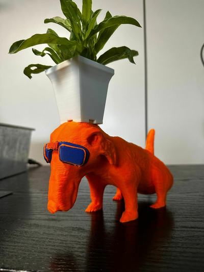 cão plantador drenar by plastic3d casa jardim salsicha flor panela vaso 3d print model - Mito3D