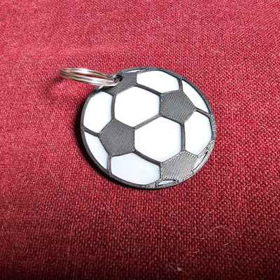soccer ball keyring football - dual color ams ready by gyroid art coin & badges epl 3d print model - Mito3D
