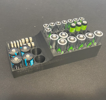 batterie titulaire soutien by cornichon meule outils organisateurs batteries espace rangement solution organisateur 3d print model - Mito3D