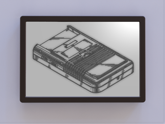 game boy patent art - back iso by ken mills 2d 3d print model - Mito3D