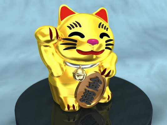 maneki neko dinheiro gato compartilhado by 3d impressão estúdio arte esculturas 3d print model - Mito3D