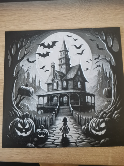 halloween wall art hueforge by bt3d printing 2d contest spooky jackolantern ghost pumpkin haunted house 3d print model - Mito3D
