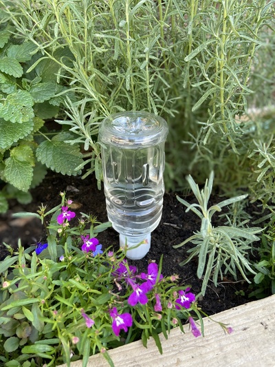 pet bottle watering spikes slow remixed by printtx household garden upgrade water plant upcycling upcycle planter recycle petg gardening outdoor plants plasticbottle wateringsystem 3d print model - Mito3D