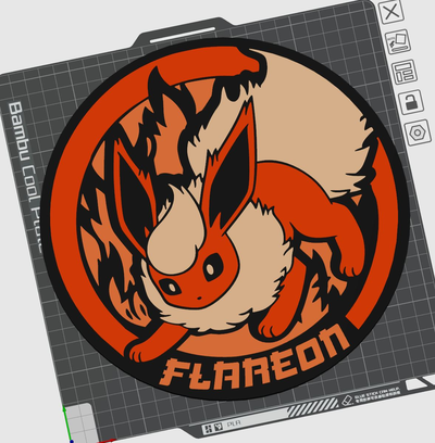 flareon wall art by becca 3d printerpets signs & logos pokemon eevee 3d print model - Mito3D
