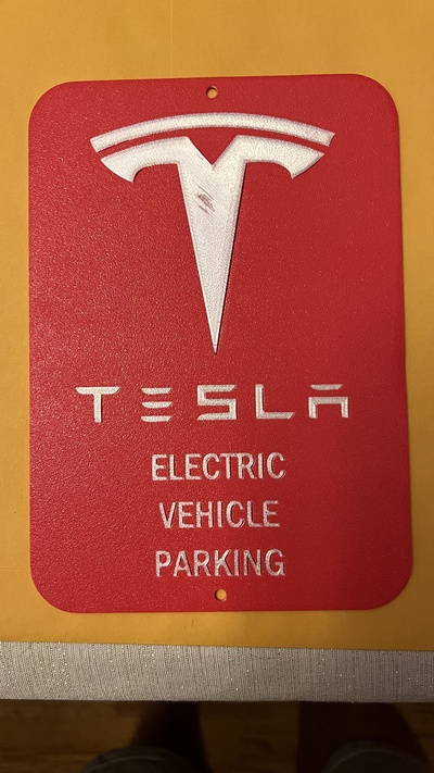 tesla parking sign by moby2112 art signs & logos supercharger 3d print model - Mito3D