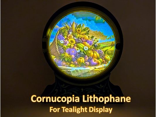 cornucopia lithophane tealight display remixed by madmax3d household festivities holiday thanksgiving lithopane tealights 3d print model - Mito3D