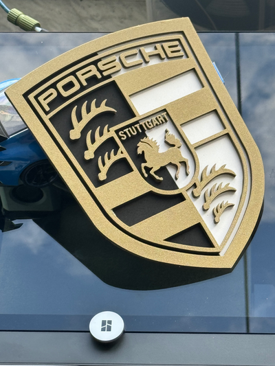 porsche logo by falaise art panneaux logos gt3 courses voiture course gt3rs 911 turbo 3d print model - Mito3D