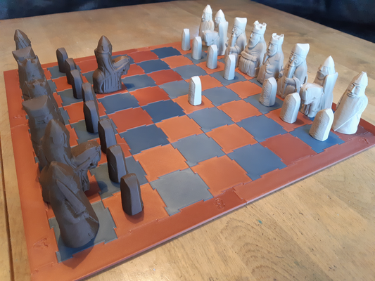 click-together chess board by mobiobi toys & games chessboard lewis chessmen 3d print model - Mito3D