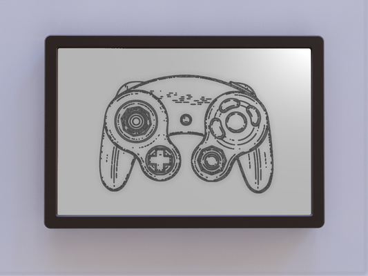 gamecube controller patent art by ken mills 2d nintendo wallart 3d print model - Mito3D