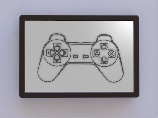 playstation controller patent art - no text remixed by ken mills 2d 3d print model - Mito3D