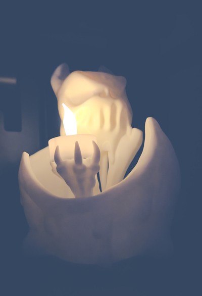 wax bat teelicht kerze stand by neopyx3d halloween 2023 schläger kunst teelichthalter halter unterstützung zuhause haus dekor 3d print model - Mito3D