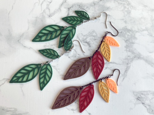 falling leaves earrings by penolopybulnick autumn fall leaf 3d print model - Mito3D