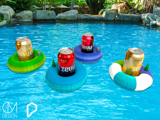 pool float coaster - inflatable donut ring koozie bottles & cans by protopasta bottle can decoration drinkcoaster summer 3d print model - Mito3D