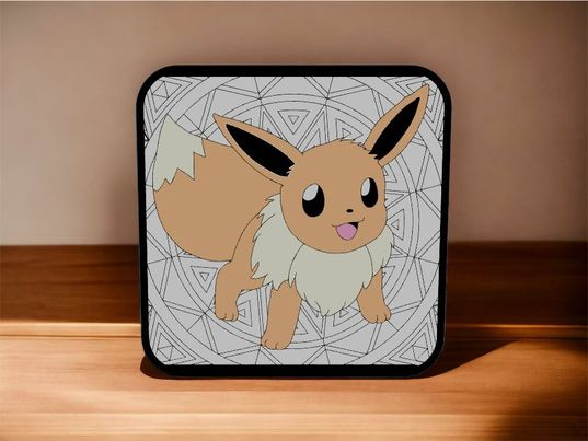 mandela inspirado eevee caixa luz by amar estampas pokémon 151 lineart arte 3D print model - Mito3D