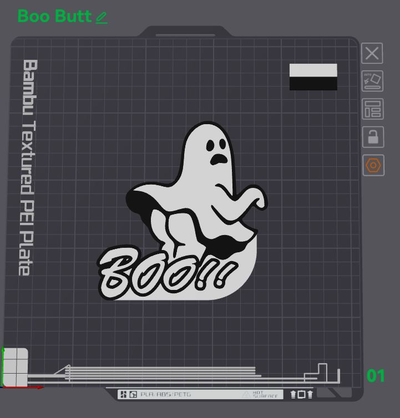 2d boo butt ghost by wizard7741 halloween holiday 3d print model - Mito3D