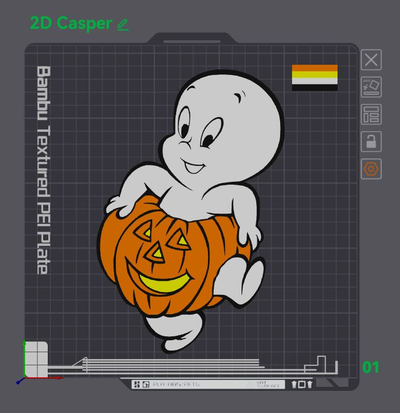 2d casper ghost by wizard7741 halloween holiday 3d print model - Mito3D