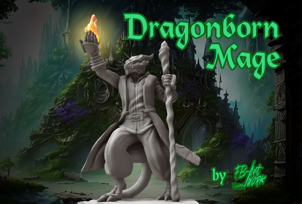 dnd miniature dragonborn mage by fb-artwork dndmini dndminiature dndprop magician pathfinder 3d print model - Mito3D