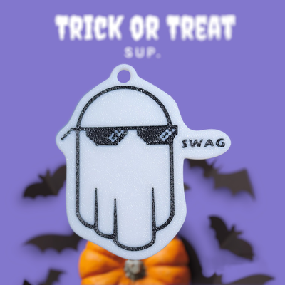 swag ghost key chain by tkb-3d halloween keychain swagger cute fun contest 3d print model - Mito3D