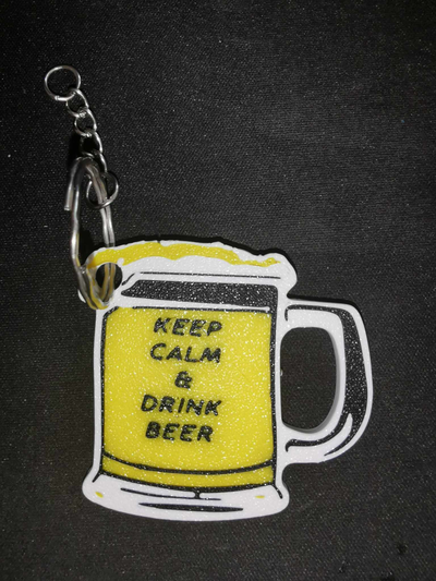 calm&drink beer keychain by rangebear keychainbeer fun gift door key friend chain 3d print model - Mito3D