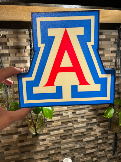 university of arizona logo lightbox by foggys crafts college football logos teams team 3d print model - Mito3D