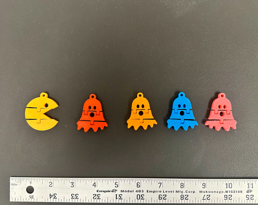 flexi pac man ghosts keychain by yesthisisted pacman pac-man flexible ghost 3d print model - Mito3D