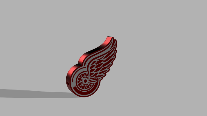 detroit ailes rouges boite lumière by brumeux artisanat hockey rouge logos logo 3d print model - Mito3D