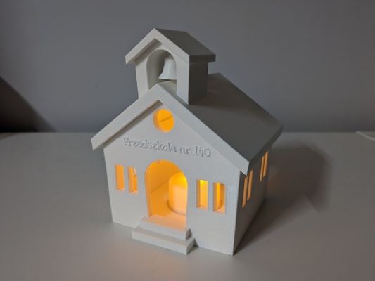 school house tealight holder by bbbenji decoration candle decor building 3d print model - Mito3D