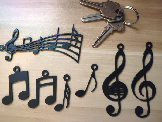 music notes keychains by tonyling keychain note keytag treble trebleclef musical musicstaff musicnote musicnotes keytags 3d print model - Mito3D