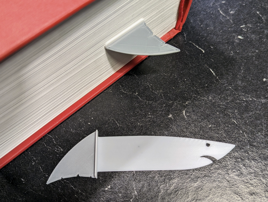 tubarão livro marca páginas by balde lata 3d print model - Mito3D