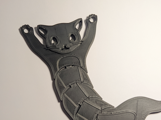 flex cat by inhabitworker halloween decoration chain mechanical mechanism articulated articulation flexible hanging bookmark kitty witch thin connection interesting lolcat 3d print model - Mito3D