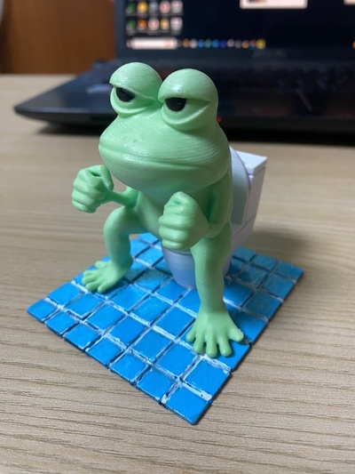 cheer up by sulminsu characters frog toilet 3d print model - Mito3D