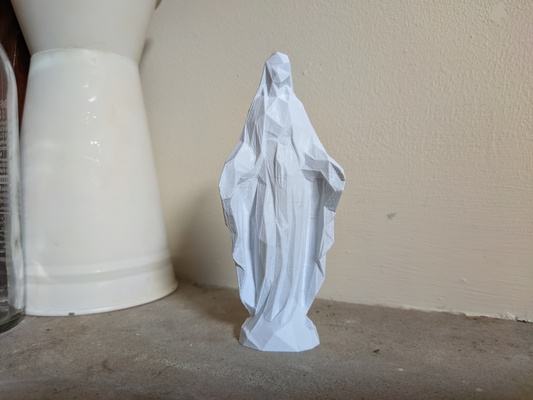 virgin mary figurine low-poly remixed by inhabitworker lowpoly angel christian nosupport nosupportneeded jesus religion christianity 3d print model - Mito3D