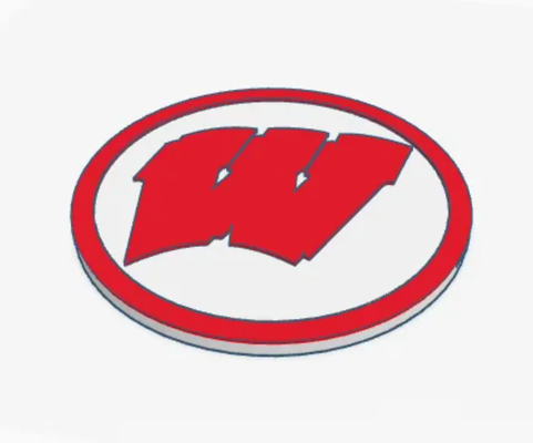 wisconsin badger coaster by makeriggs badgers college football 3d print model - Mito3D