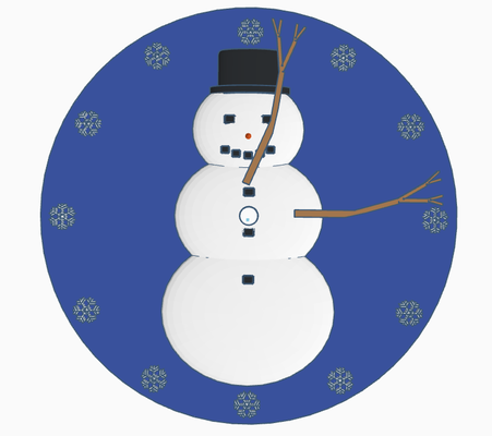 invierno mundo maravilloso monigote nieve reloj by creadores multicolor thingiverse paleta mosaico mosaicpalette2 decoraciones navidad pared cara 3d print model - Mito3D