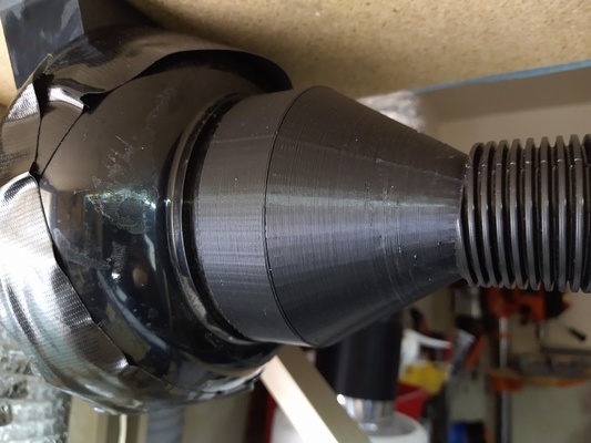 scarico riduttore 96mm id to 40mm od by makeriggs thingiverse hoseadapter tubo sottovuoto condotto 3d print model - Mito3D