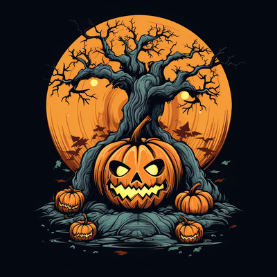hueforge scary halloween pumpkin 1ams ready by nils n3dp art ams tree 3d print model - Mito3D