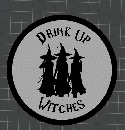 drink up witches coaster by svest1466 halloween funny 3d print model - Mito3D