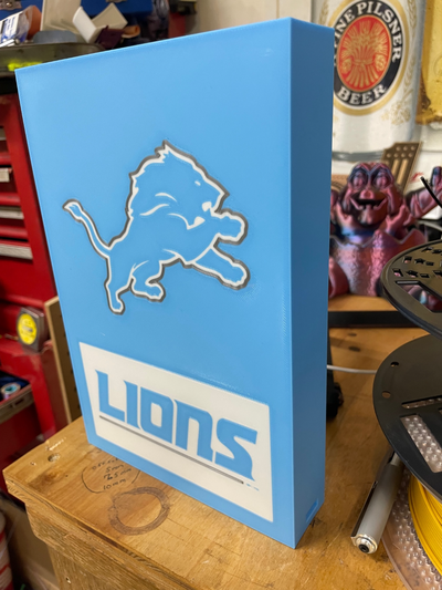 detroit lions light box by websters creations football game sports led 3d print model - Mito3D
