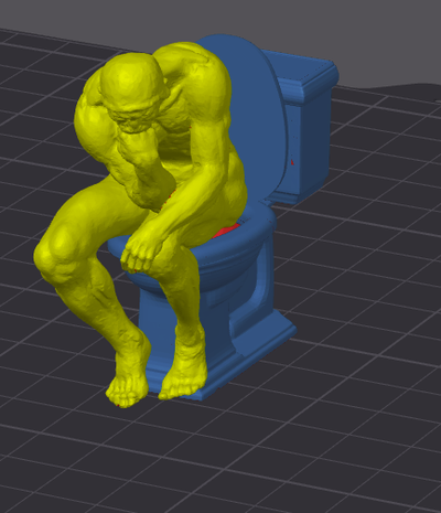 thinker on toilet by welding 3d print model - Mito3D