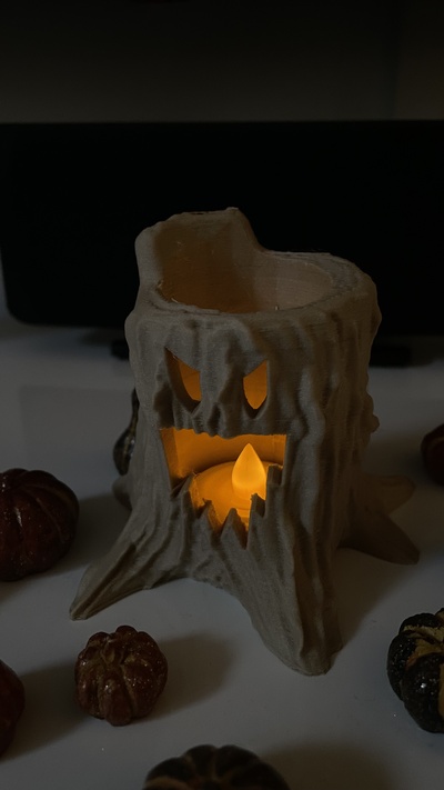halloween baum stumpf geteilt by falle halloweendecoration baum dekorations baumstumpf baumstumpf 3d print model - Mito3D