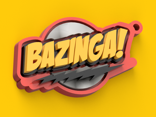 bazinga llavero by aracelicrimella serie warner bros teoria big bang españa barcelona 3d print model - Mito3D