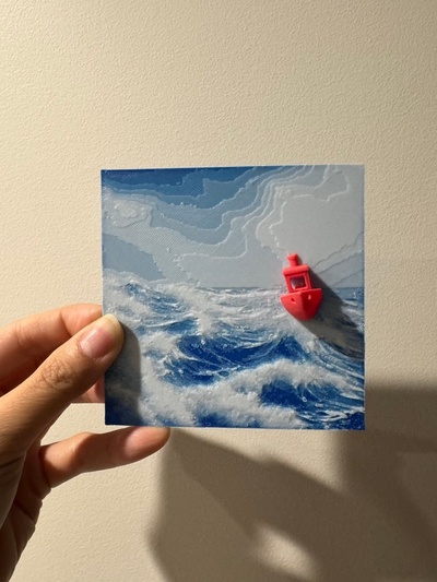 banquillo in tormenta by cianuroazúcar impresión arte ola oceano 2dart thingiverse olas 3dart wallartamor forja sombreros pintura filamentos combinada 3d print model - Mito3D