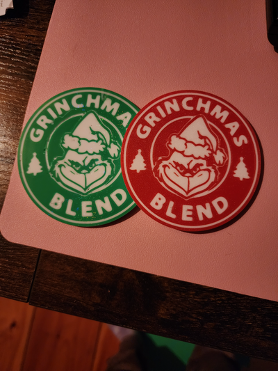 grinch coaster by picture it grinchmas coffee starbucks holidays 3d print model - Mito3D