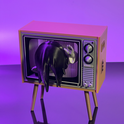 suspended ghost tv by chameko cute fun cool halloween 2023 art horror 3d print model - Mito3D