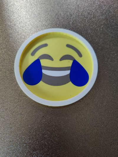lmao emoji coasters by uncle joeys creations coaster laughing face 3d print model - Mito3D