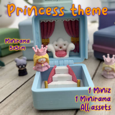 princess - minirama 5x5 by minitoysmaker mini toys maker miniz print in place easy scenery pollypocket miniature toy christmas thanksgiving 3d print model - Mito3D